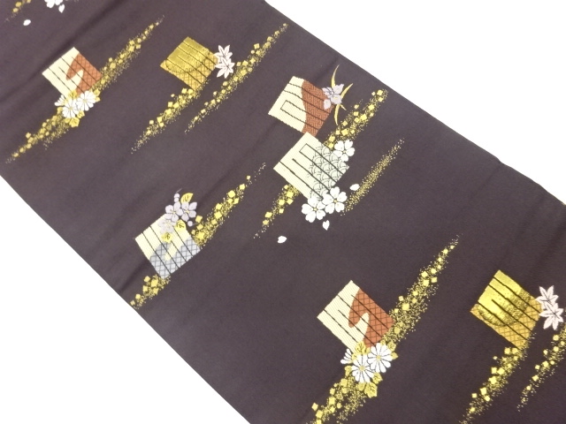 色紙散らしに源氏香・草花模様織出し名古屋帯